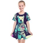 Bear Astronaut Futuristic Kids  Smock Dress