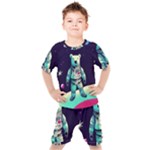Bear Astronaut Futuristic Kids  T-Shirt and Shorts Set