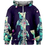 Bear Astronaut Futuristic Kids  Zipper Hoodie Without Drawstring