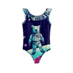 Bear Astronaut Futuristic Kids  Frill Swimsuit