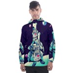 Bear Astronaut Futuristic Men s Front Pocket Pullover Windbreaker