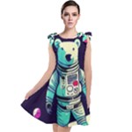 Bear Astronaut Futuristic Tie Up Tunic Dress