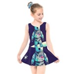 Bear Astronaut Futuristic Kids  Skater Dress Swimsuit