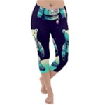 Bear Astronaut Futuristic Lightweight Velour Capri Yoga Leggings