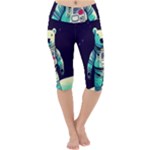 Bear Astronaut Futuristic Lightweight Velour Cropped Yoga Leggings