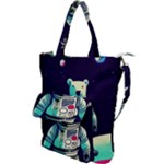Bear Astronaut Futuristic Shoulder Tote Bag