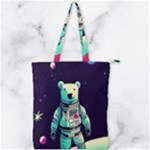 Bear Astronaut Futuristic Double Zip Up Tote Bag