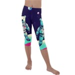 Bear Astronaut Futuristic Kids  Lightweight Velour Capri Leggings 