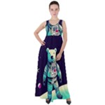 Bear Astronaut Futuristic Empire Waist Velour Maxi Dress