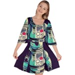 Bear Astronaut Futuristic Velour Kimono Dress