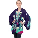 Bear Astronaut Futuristic Long Sleeve Velvet Kimono 