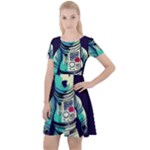 Bear Astronaut Futuristic Cap Sleeve Velour Dress 