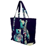 Bear Astronaut Futuristic Zip Up Canvas Bag
