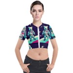 Bear Astronaut Futuristic Short Sleeve Cropped Jacket