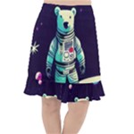 Bear Astronaut Futuristic Fishtail Chiffon Skirt