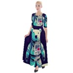 Bear Astronaut Futuristic Half Sleeves Maxi Dress