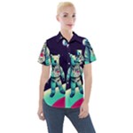 Bear Astronaut Futuristic Women s Short Sleeve Pocket Shirt