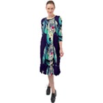 Bear Astronaut Futuristic Ruffle End Midi Chiffon Dress