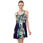 Bear Astronaut Futuristic Summer Time Chiffon Dress