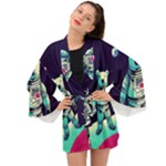 Bear Astronaut Futuristic Long Sleeve Kimono