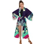 Bear Astronaut Futuristic Maxi Kimono