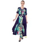 Bear Astronaut Futuristic Waist Tie Boho Maxi Dress