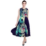 Bear Astronaut Futuristic Round Neck Boho Dress