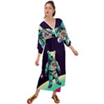 Bear Astronaut Futuristic Grecian Style  Maxi Dress