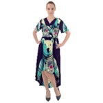 Bear Astronaut Futuristic Front Wrap High Low Dress