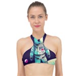 Bear Astronaut Futuristic High Neck Bikini Top