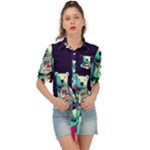 Bear Astronaut Futuristic Tie Front Shirt 