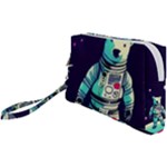 Bear Astronaut Futuristic Wristlet Pouch Bag (Small)