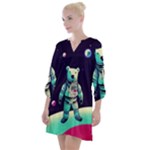 Bear Astronaut Futuristic Open Neck Shift Dress