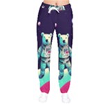 Bear Astronaut Futuristic Women Velvet Drawstring Pants