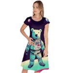 Bear Astronaut Futuristic Classic Short Sleeve Dress