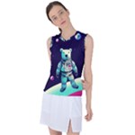 Bear Astronaut Futuristic Women s Sleeveless Sports Top