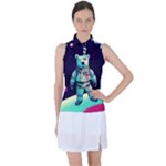 Bear Astronaut Futuristic Women s Sleeveless Polo T-Shirt