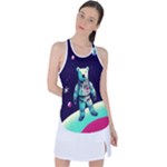 Bear Astronaut Futuristic Racer Back Mesh Tank Top