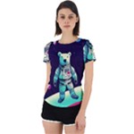 Bear Astronaut Futuristic Back Cut Out Sport T-Shirt