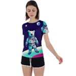 Bear Astronaut Futuristic Back Circle Cutout Sports T-Shirt