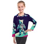Bear Astronaut Futuristic Kids  Long Mesh T-Shirt