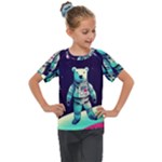 Bear Astronaut Futuristic Kids  Mesh Piece T-Shirt