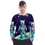 Bear Astronaut Futuristic Men s Long Sleeve Raglan T-Shirt