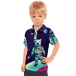 Bear Astronaut Futuristic Kids  Polo T-Shirt