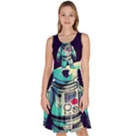 Bear Astronaut Futuristic Knee Length Skater Dress With Pockets
