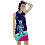 Bear Astronaut Futuristic Racer Back Hoodie Dress