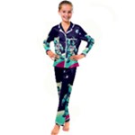 Bear Astronaut Futuristic Kids  Satin Long Sleeve Pajamas Set