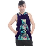 Bear Astronaut Futuristic Men s Sleeveless Hoodie