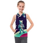Bear Astronaut Futuristic Kids  Sleeveless Hoodie