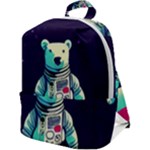 Bear Astronaut Futuristic Zip Up Backpack